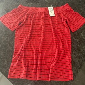 Splendid Red and Black Striped Short Sleeve Top